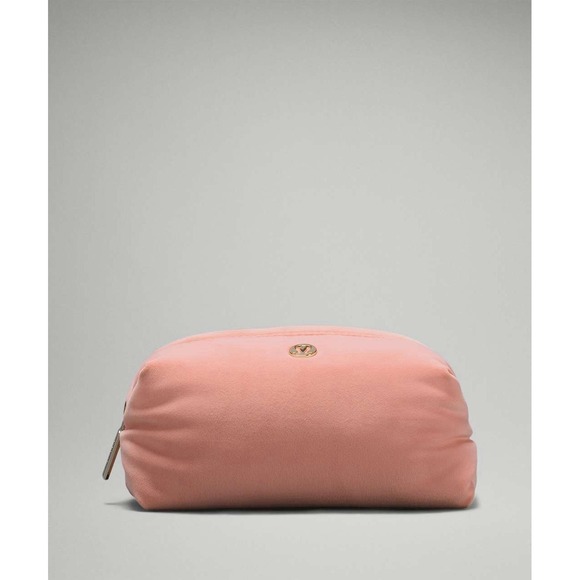 Lululemon Feeling Ready Velour Pouch Pink Pastel Make Up Bag Toiletries Travel